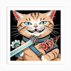 Samurai Cat 3 Art Print