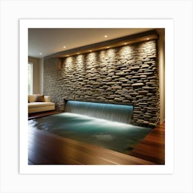 Living Room With A Waterfall Art Print