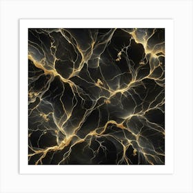 Gold And Black Marble Art Print