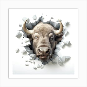 Bull Through A Wall 1 Art Print