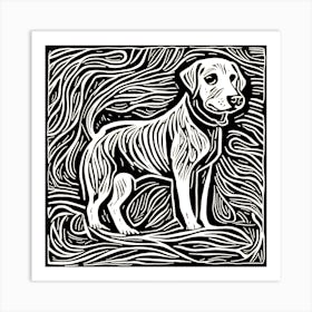 Labrador Retriever Linocut Art Print