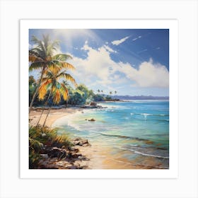 AI Caribbean Canvas Reverie Art Print