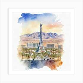 Las Vegas Watercolor 2 Art Print