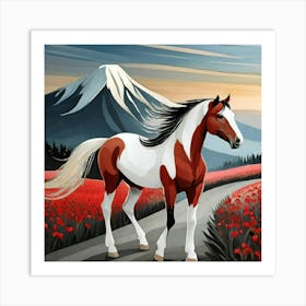 Caballo Parado En El Camino, Dibujo Art Print