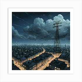 Cityscape At Night Art Print