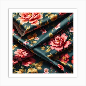 Fabrics With Floral Pattern Background Art Print