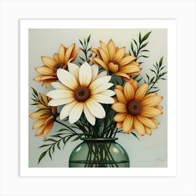 Water color Flower bouquet brown Art Print