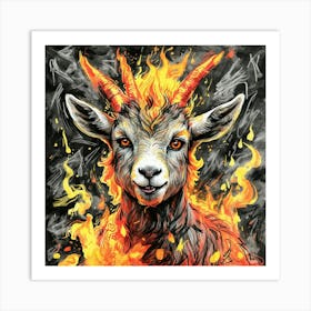 Goat In Flames 14 Art Print