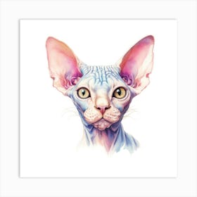 Sphynx Bambino Cat Portrait 1 Art Print