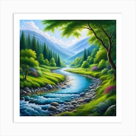 River In The Forest 16 Art Print