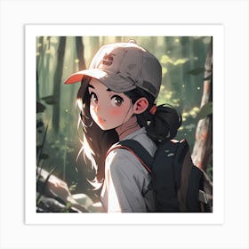 Anime Girl In The Woods 3 Art Print