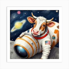 Cow In Space 8 Art Print