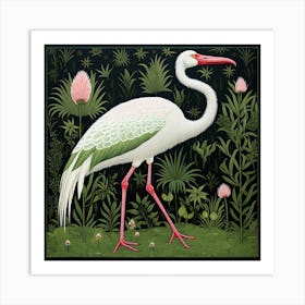 Ohara Koson Inspired Bird Painting Flamingo 1 Square Art Print