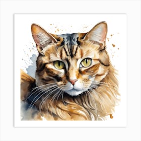 Watercolor Of A Cat Art Print