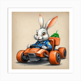 Rabbit In A Go Kart Art Print