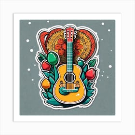 Mexican Guitar And Maracas Sticker 2d Cute Fantasy Dreamy Vector Illustration 2d Flat Centere (20) Art Print