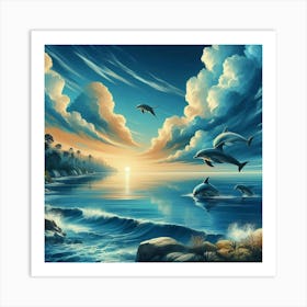 Dolphins In The Sea 1 Art Print