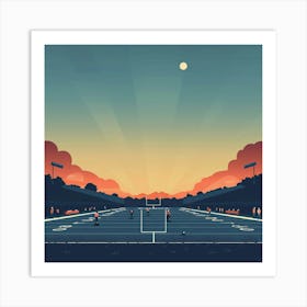 Football Field At Sunset Art Print