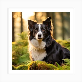 Border Collie Dog In The Forest 1 Art Print