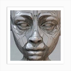 3d Model Of A Woman'S Face Art Print