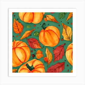 Watercolor Pumpkins Art Print