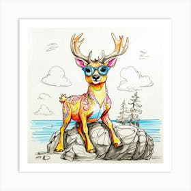 Deer In Sunglasses 9 Art Print