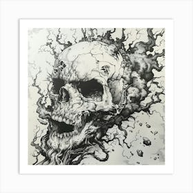 Skull With Smoke Art Print