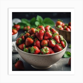 Fresh Ripe Delicious Strawberries In Bowl Healthy Food And Vegetarian 2 Art Print