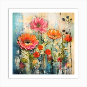 Vintage Bright Flowers 6 Art Print