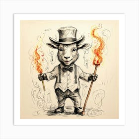 Goat With Torches 1 Art Print