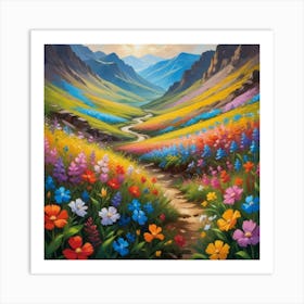 Valley Of Flowers Paintings Art Print Art Print