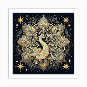 Gold Peacock 2 Art Print