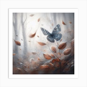 Butterfly in Autumn Leaves II Art Print