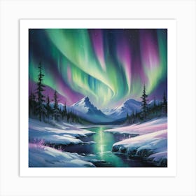 Aurora Borealis Paintings Art Print 2 Art Print