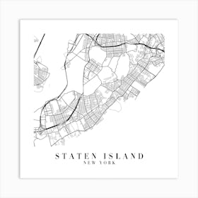 Staten Island New York Street Map Minimal Square Art Print