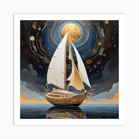 Moonlight Sail Art Print