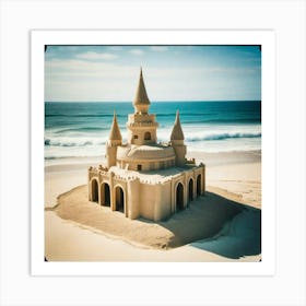 sandcastle on the beach, pictured Art Print