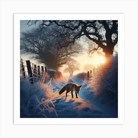 Fox In The Snow 9 Art Print