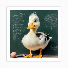 Duck In Front Of Chalkboard Art Print