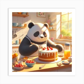 Panda Bear baking a Cake 1 Art Print