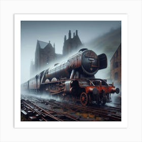 Steam Train In The Fog Art Print
