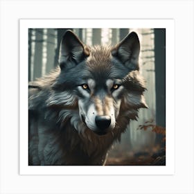 Wolf In The Woods 40 Art Print