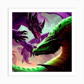 Two Dragons Fighting 10 Art Print