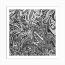 Silver Liquid Marble Art Print