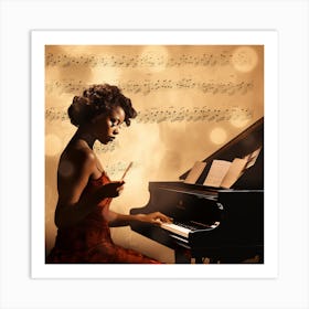 Woman Playing The Piano Art Print