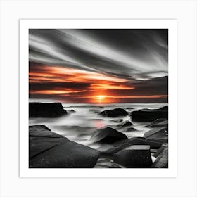 Sunset Over Rocks Art Print