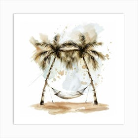 Watercolor Of Palm Trees Art Print