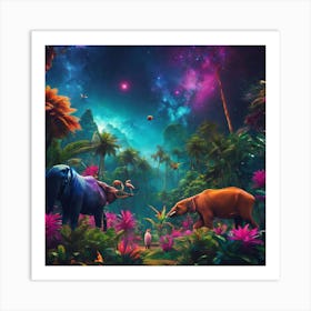 Elephants In The Jungle Art Print