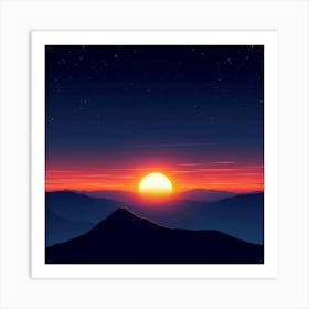 Sunset Over Mountains 1 Art Print