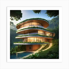 Modern House In The Jungle Art Print